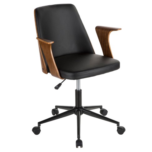 Verdana Mid Century Modern Office Chair Walnut Black Lumisource