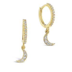 SHINE by Sterling Forever Sterling Silver CZ Crescent Micro Hoops - 1 of 3