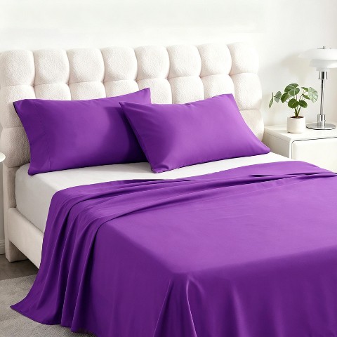 NTBAY 3 Pieces Brushed Microfiber Flat Sheet Set, Soft Breathable Bedding Set with Envelope Pillow Cases