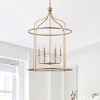 Dewdrop Farmhouse Lantern Pendant Light, 6-Light Deep Gold Iron Frame with Adjustable Chain, 39.96in ETL Listed Chandelier for Dining Room - 2 of 4