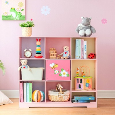 Bright Garden 36" Pink Adjustable Cube Wooden Kids' Bookshelf