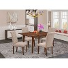 HomeStock 5-Pc Mahogany Finish Solid Wood Top - Rectangular Dining Room Set with Butterfly Leaf - Seats 4 - 2 of 4