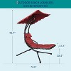 Hanging Chaise Lounge Swing Chair, Hanging Curved Chaise Lounge Chair Umbrella, Curved Steel Hammock Lounger Chairs for Outdoor Indoor Patio - 2 of 4