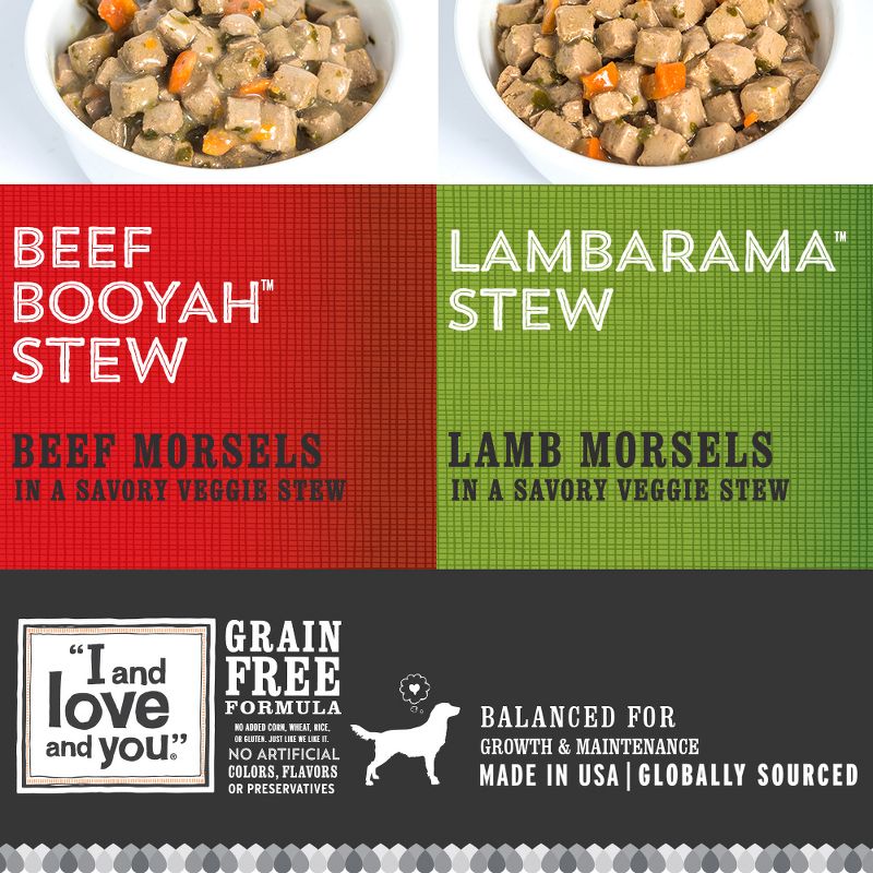 I and Love and You Multipack (Beef Booyah Stew & Lambarama Stew) Beef/Lamb Wet Dog Food - 13oz/6pk, 2 of 4