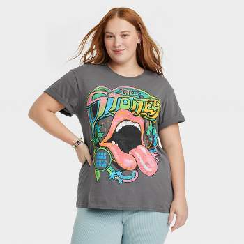 Women's The Rolling Stones Colorful Short Sleeve Graphic T-Shirt - Gray