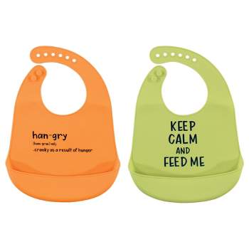 Hudson Baby Infant Silicone Bibs 2pk, Hangry, One Size