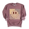 Simply Sage Market Fall Checkered Smiley Sweatshirt - 2XL - Heather Maroon - 3 of 4