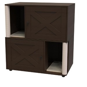 Garvee Cat Litter Box Enclosure for 2 Cats, Double Hidden Litter Box w/ 2 Scratch Mat&Scratch Post - 1 of 1