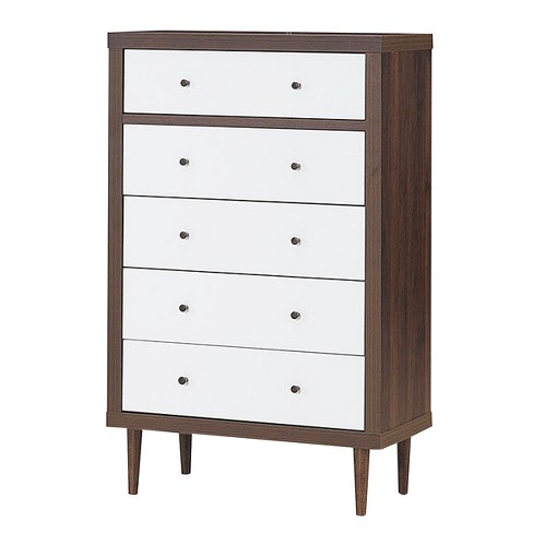 Costway Vertical 3 Drawer Dresser W/ 3 Shelves Tall Storage Tower