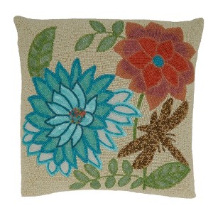 Saro Lifestyle Beaded Flower Pillow - Poly Filled, 16" Square, Multi - 1 of 3