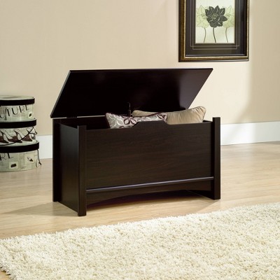 Shoal Creek Dark Wood Storage Chest with Lid Stay Safety