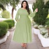 Anna-Kaci Women's Plus Size Casual Long Sleeve Smocked Chest Round Neck Flowy Tiered Maxi Dress - 3 of 4