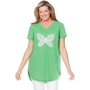 Woman Within Marled V-Neck Tunic - 1 of 4