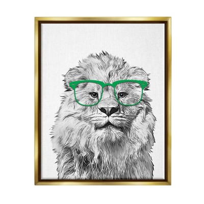 Stupell Industries Lion Wearing Glasses Wildlife Framed Canvas