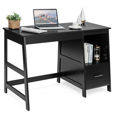 Costway 47.5'' Computer Desk Trestle Desk Writing Study Workstation w/ 2 Drawers