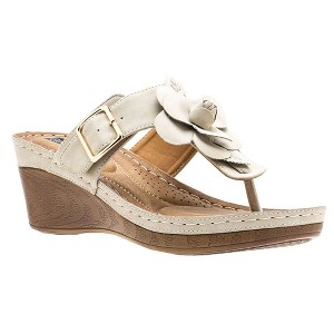 GC Shoes Flora Flower Comfort Slide Wedge Sandals - 1 of 4
