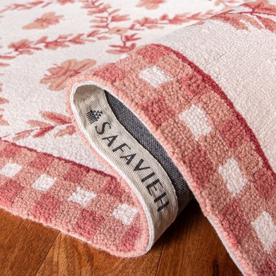 Ivory and Rose Hand-Knotted Wool Floral Area Rug