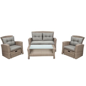 Maggift Patio Seating Sets Rattan Furniture Set Table Chairs,Set with Cushions Outdoor, Cushioned Sofa Armrest Garden, Gray, 27.5"*27.5"*31.1" - 1 of 4