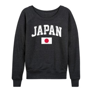 Women's - Instant Message - Japan Flag Lightweight French Terry Wide Neck Long Sleeve Graphic Shirt - 1 of 4