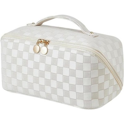 Large Capacity Cosmetic Bags for Women,Waterproof Portable Pouch Open Flat Toiletry Bag(Large)