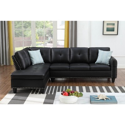 VYNXARIA Chic 2-Piece Faux Leather L-Shaped Sectional Sofa with Left-Hand Facing Chaise