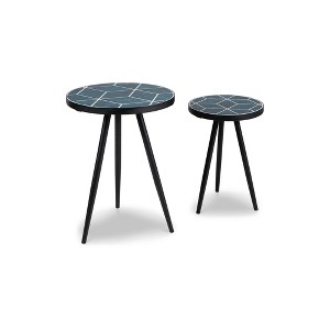 Signature Design by Ashley Contemporary Clairbelle Accent Table (Set of 2)  Teal - 1 of 4