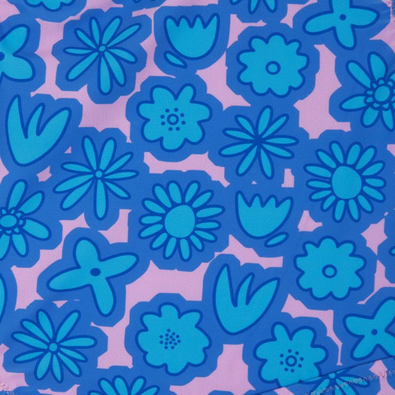 Andy & Evan  Kids  Blue Floral Print One-Shoulder Swimsuit, 4 of 6