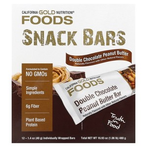 California Gold Nutrition Foods, Double Chocolate Peanut Butter Flavor Bars, 12 Bars, 1.4 oz (40 g) Each - 1 of 4