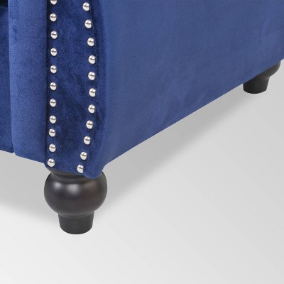 Elegant Brown Velvet Chesterfield Sofa with Nailhead Accents