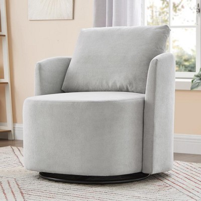 JUJABU 29.9" Upholstered 360° Swivel Barrel Accent Chair for Living Room, Bedroom, or Office