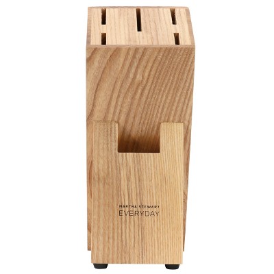 Teal Handle 7-Piece Stainless Steel Knife Set with Wood Block