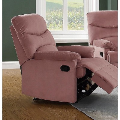 Vynxaria Luxurious Velvet Blush Pink Color 1pc Motion Recliner Chair Couch Manual Motion Plush Armrest Living Room Furniture Chair