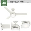 Hunter Fans 48" Midtown Lighted Ceiling Fan Fresh White Finish with Integrated LED and Handheld Remote Control - 3 of 4