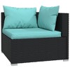 vidaXL Patio Lounge Set Outdoor Sectional Sofa Set Table Garden Poly Rattan - Black and Blue 4x Corner 5x Middle Footrest - 3 of 4