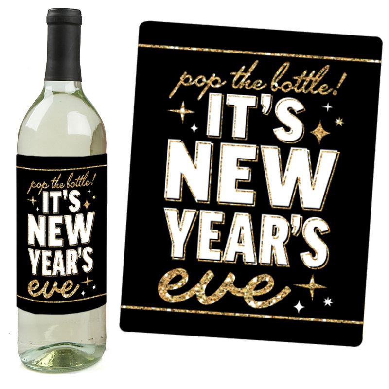Big Dot of Happiness Hello New Year - 2024 NYE Party Decorations for Women and Men - Wine Bottle Label Stickers - Set of 4, 2 of 9