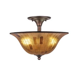 Toltec Lighting Any 2 - Light Flush Mount in  Bronze with 16" Penshell Resin Shade - 1 of 1