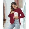 Clearlove Maternity Nursing Shirts Crew Neck Front Knit Long Sleeve Side Ruched Button Down Pregnance Sweater Blouse - 3 of 4