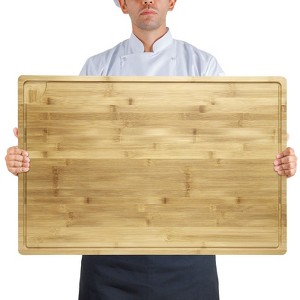 Extra Large Bamboo Cutting Board, Reversible Chopping Board with Deep Juice Groove and Handles, Pre-oiled Butcher Block Cutting Board - 1 of 4