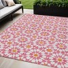Pink Ivory And Orange Floral Medallion Washable Indoor Outdoor Area Rug - 2 of 4