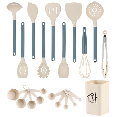 SKONYON 21-Piece Silicone Kitchen Utensil Set, Heat-Resistant, Nonstick Safe, Holder, Measuring Spoons, Dishwasher-Safe, Ergonomic