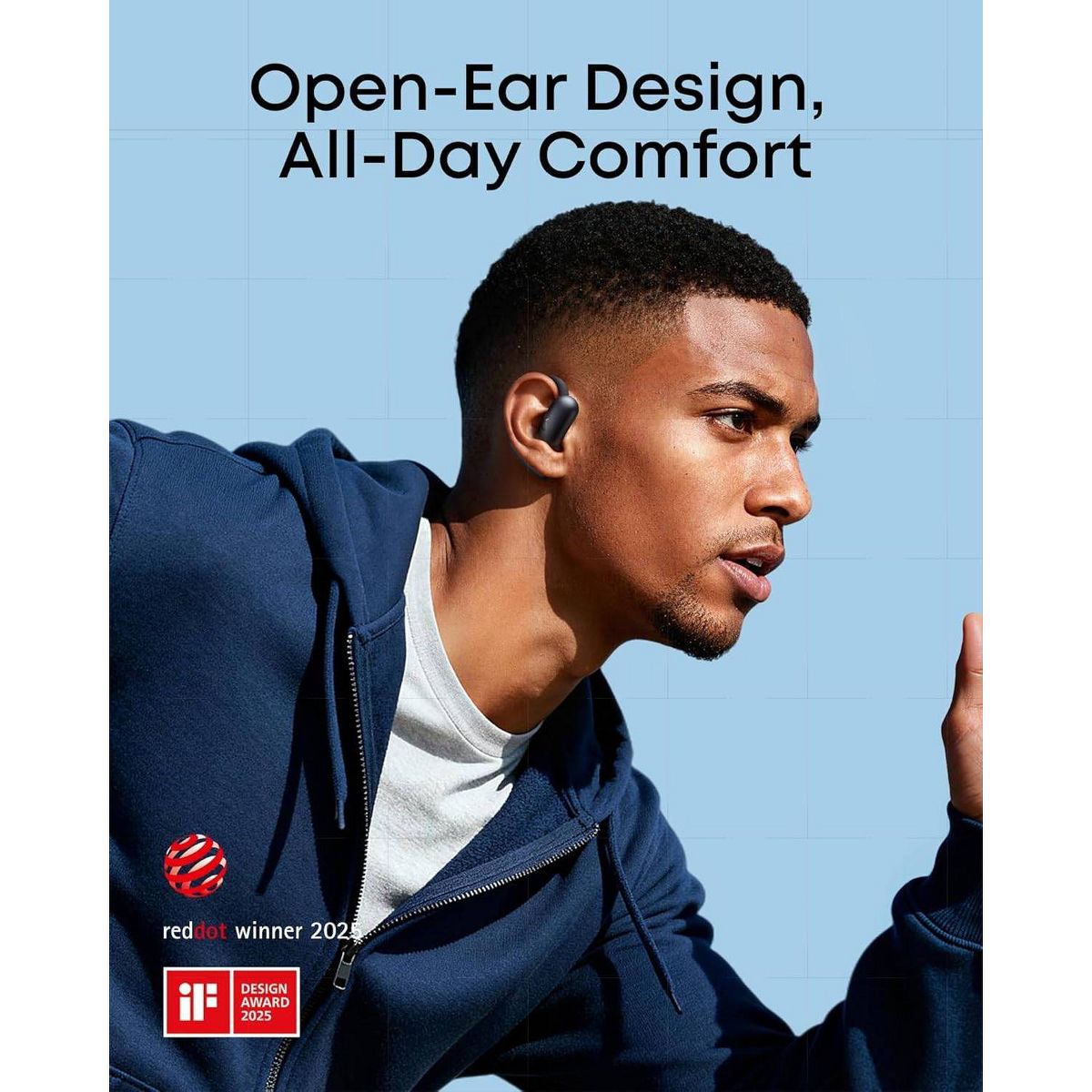 Anker Soundcore AeroFit 2 Open-Ear Hi-Res Bluetooth Wireless Earbuds with Adjustable Ear Hooks for All-Day Comfort- Black - thumbnail 2
