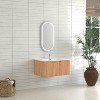 KWPZQEB Wall Mounted Bathroom Cabinet, Farmhouse Curved Edge Floating Vanity with Sink & Darwer, Fluted Floating Cabinet for Bathroom, Natural - 3 of 4