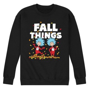 Men's - Dr. Seuss - Thing 1 Thing 2 Fall Leaves Graphic Fleece Sweatshirt - 1 of 4