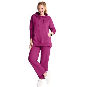 Woman Within Fleece Hoodie Pocket Sweatshirt - 1 of 2