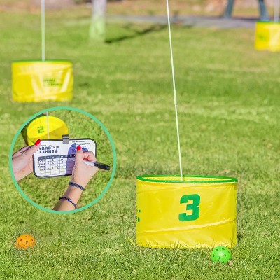 GoSports Yard Links Golf Game with Yellow Buckets and Tee Markers