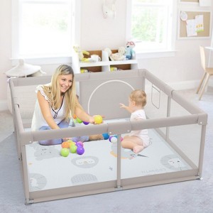 Fodoss Baby Playpen with Mat, 47x47in Extra-Large Baby Play Yard for Toddlers, Indoor/Outdoor Safety Playpen with Non-Slip Base - 1 of 4