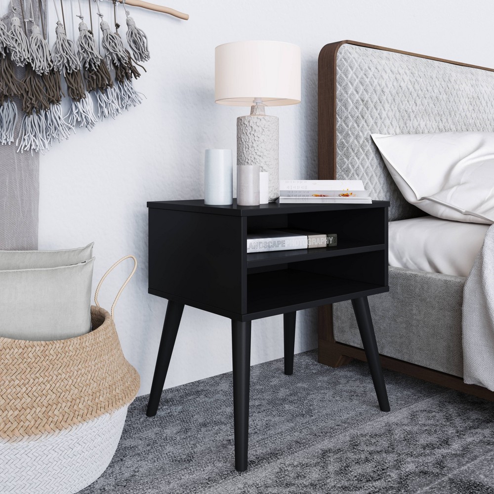 Valence Mid Century Modern Nightstand Black - Eco Dream