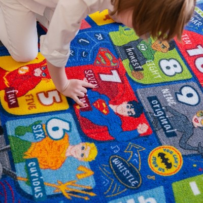 Justice League Kids Hopscotch Educational Rug, 2'7" x 6'0"