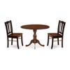 East West Furniture -  3-Pc Dinette Set- 2 Mid Century Chair with Wooden Seat and Slatted Chair Back - Dropleafs dining table - Mahogany Finish - 2 of 4