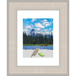 11"x14" Matted to 8"x10" Opening Size Cottage Wood Picture Frame Art White/Silver - Amanti Art: Modern Style, Wall Mount - 1 of 4